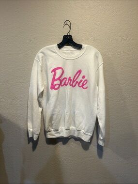 Barbie White Sweatshirt with Hot Pink Script Logo